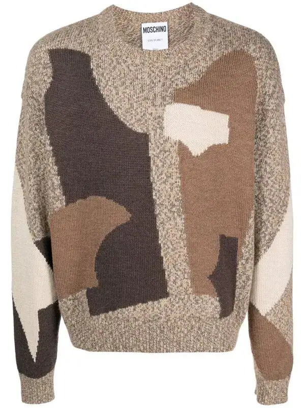 Crew-neck Panelled Jumper