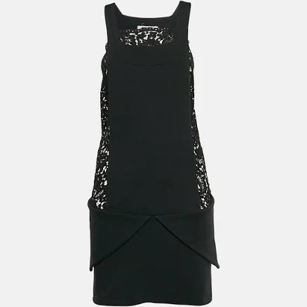 Givenchy Black Wool Blend Guipure Lace Sleeveless Mini Dress S