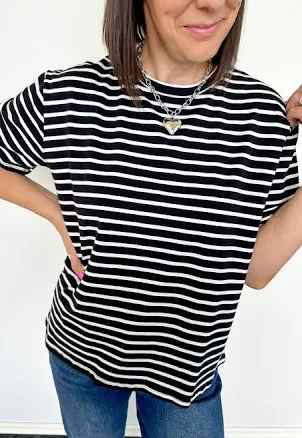 Me and You Striped Short Sleeve Top