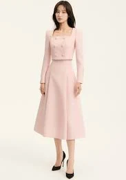 Wool Silk Pleats Flare Skirt