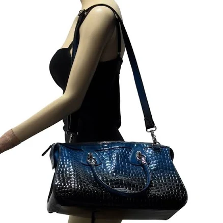 Folli Follie Glossy Croc-Embossed Shoulder Bag