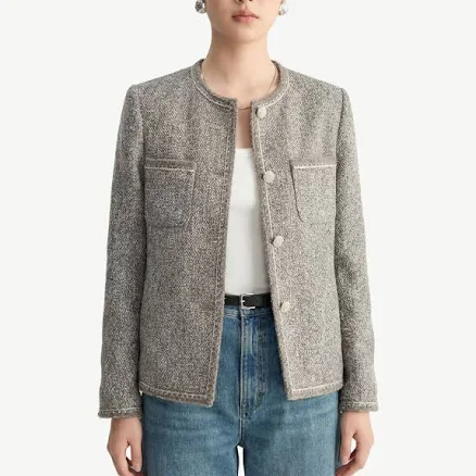 Collarless Tweed Jacket