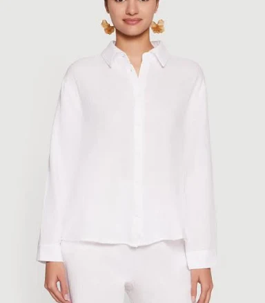 Women's Tie Back Collared Button Front Blouse