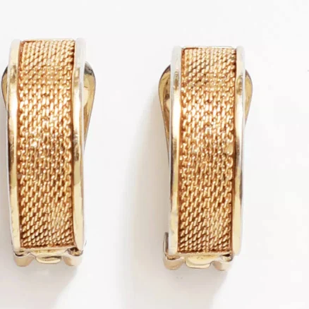 Balenciaga Vintage Chainmail Clip Earrings Metallic