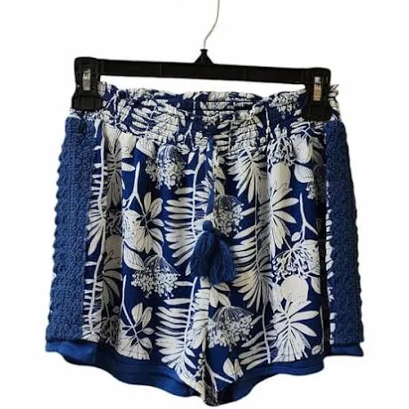 Kendall & Kylie Blue White Floral Tropical Rayon Lined Shorts MediumKendall & Kylie Blue White Floral Tropical Rayon Lined Shorts Medium