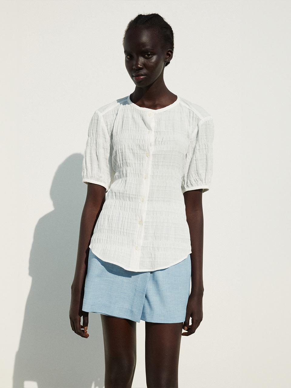 Buttoned Tie Back Blouse Top