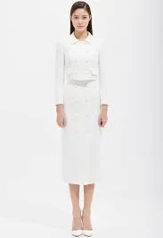 Boucle Double Wrap Pencil Skirt