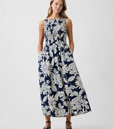 Gap Women's Smocked Boatneck Maxi Dress