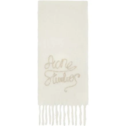 Acne Studios Vally Logo Embroidered Wool Scarf