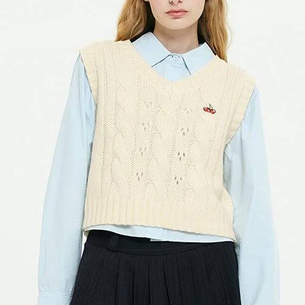 KIRSH Cherry Cable Crop Vest