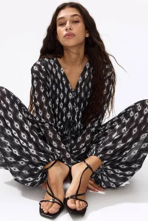 H&M Ladies Tie-Detail Mesh Blouse