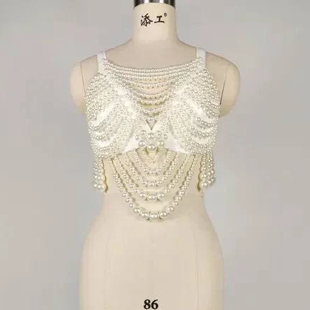 Pearl Embellished Fringe Crop Top