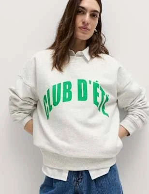 Marks & Spencer Cotton Rich Slogan Sweatshirt