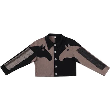 Dueling Horses Linen Crop Jacket