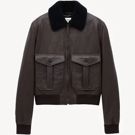Saint Laurent Bomber Men Jacket In Bubbled Lambskin And Shearling