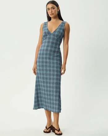 AFENDS Womens Position Seersucker Check Maxi Dress