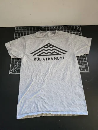Kulia I Ka Nu'u Short Sleeve Gray T-shirt Youth Size L Tribal Graphic
