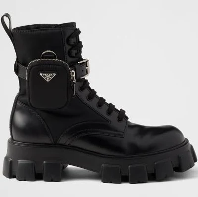 Prada Men's Monolith Leather Ankle Boots