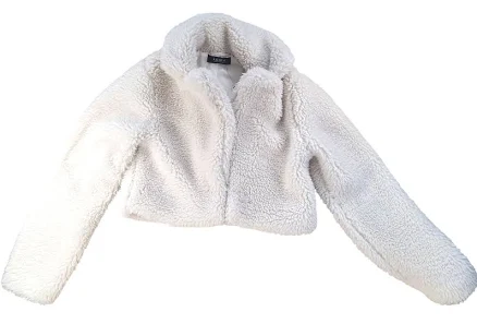 Akira Faux Sheep Fur Crop Jacket Ivory Womens Large $100
