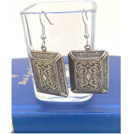 Classic Legacy Vintage Antique Silver Rectangle Earrings
