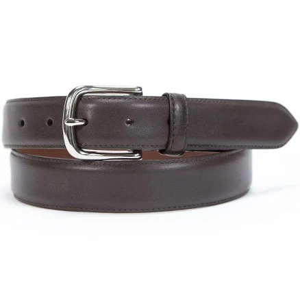 Men's Full Grain Leather Belt with Silver Buckle