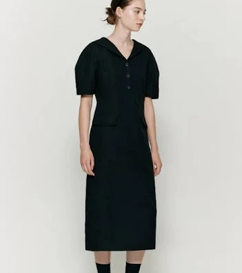 BEMUSE MANSION Linen Sailor Collar Dress