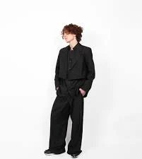 Cropped Tailored Jacket (Black)