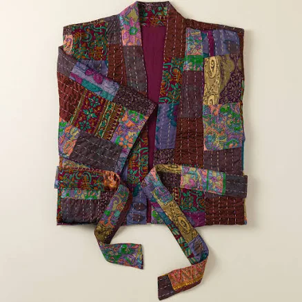 Women's Repurposed Silk Kantha Robe