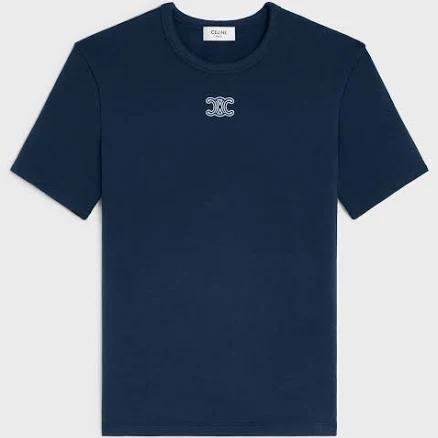 CELINE Women's Triomphe Ribbed Cotton Jersey T-shirt