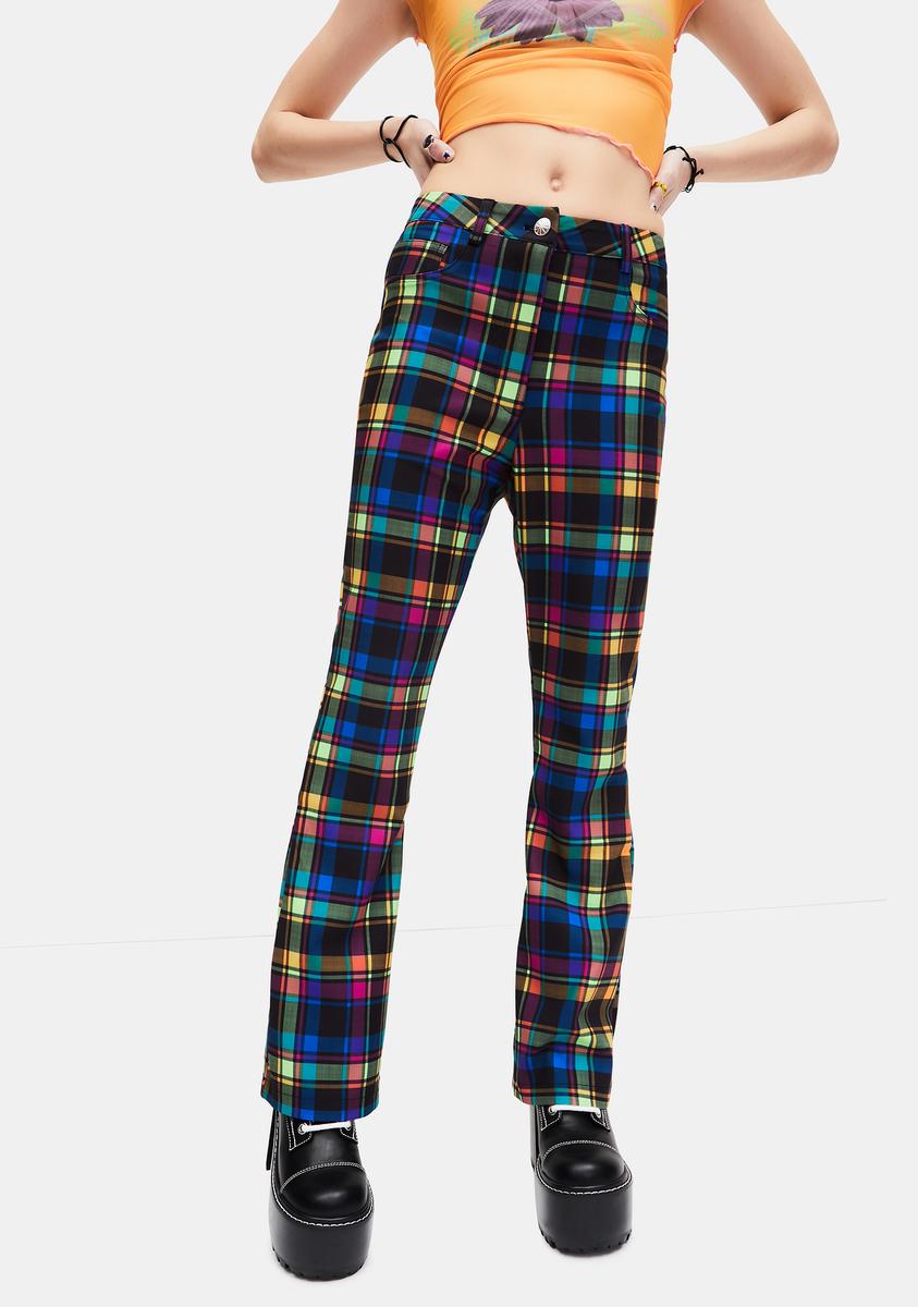Delia's Plaid Ponte Kick Flare Pants