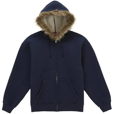 Supreme Faux Fur Lined Zip Up Hooded Sweatshirt