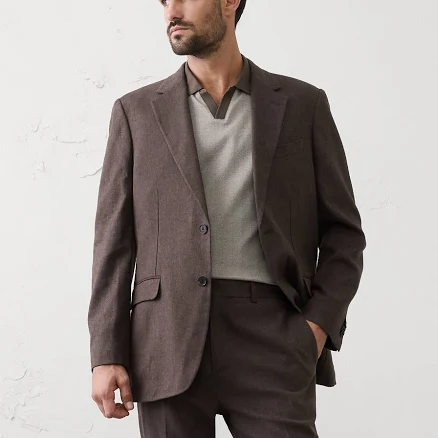 Men's Linen-Blend Herringbone Suit Jacket