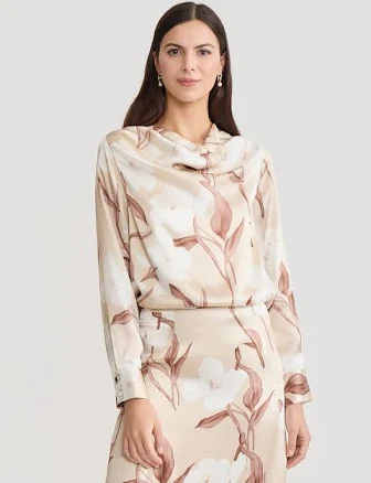 Silk Draped Neck Blouse
