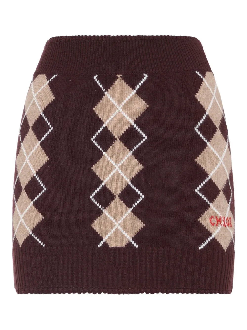 Argyle-check Knitted Skirt