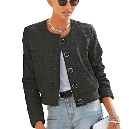 Lascana Women's Round Neckline Tweed Jacket