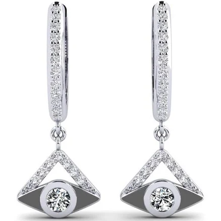 14K White Gold with Black Rhodium Round Diamond Earring Primavera