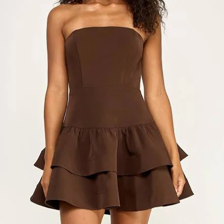 Seni & Cade Women's Strapless Drop-waist Tiered Mini Dress