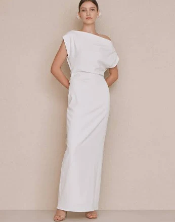 BAU by Bride And You_BRIDAL [SAMPLE SALE] ATHENA Asymmetric Sleeve Flared Maxi Dress_IV by W Concept