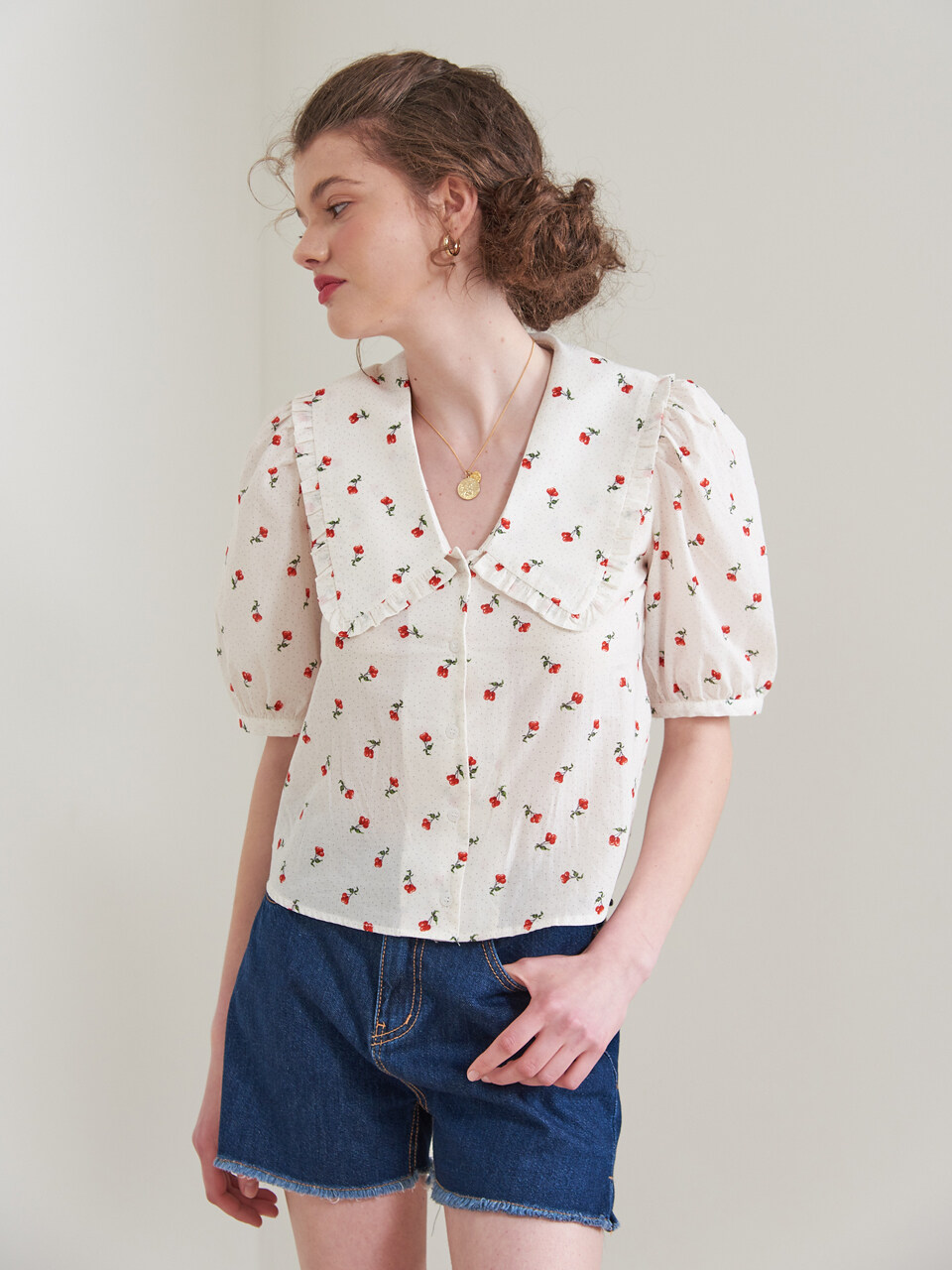 Ruffle Collar Blouse_White