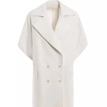 Maxmara Jackets & Coats | Max Mara Cotton Double-Breasted Coat | Color: White | Size: 6 | Lulumcdonald's Closet