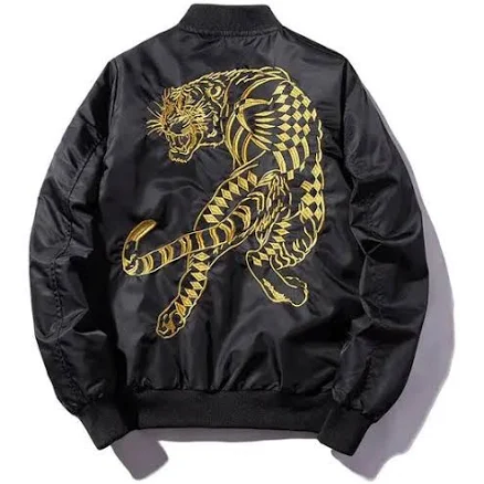 Tiger-Universe Embroidered Tiger Bomber Jacket