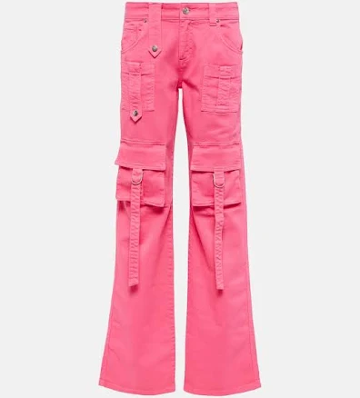 Blumarine, Low-rise denim cargo pants, Women, Pink, US 2, Jeans, Cotton blend
