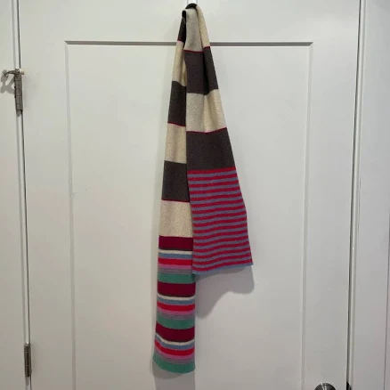 Robert Mackie Of Scotland 100% Wool Striped Scarf Multi Color Made In