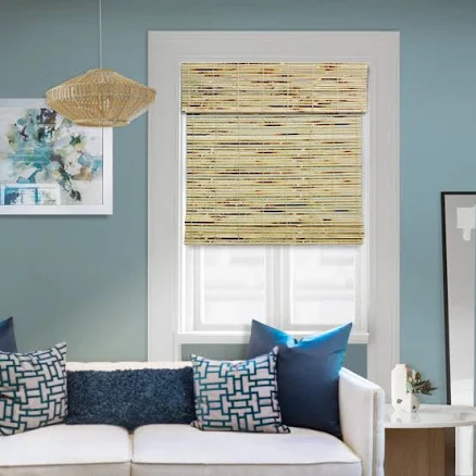 Chicology Natural Woven Light Filtering Cordless Bamboo Roman Shades