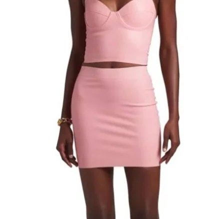 Versace Skirts | Versace Pink Mini Skirt -Latex Zip-Fastening High-Waist Mini Skirt | Color: Pink | Size: 4 | Pm-38797696's Closet