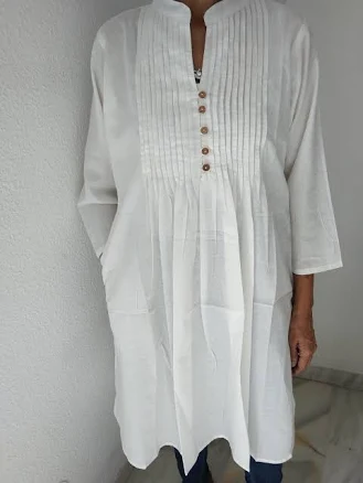 Sheer Pintuck Cotton Dress