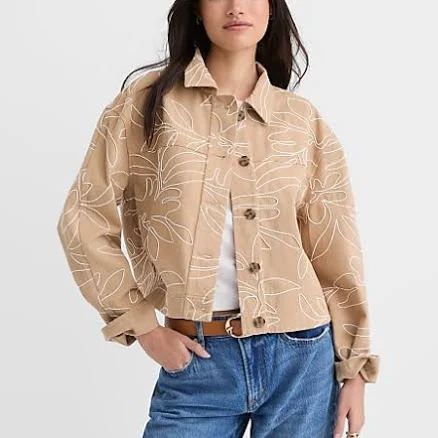Loft Women's Floral Embroidered Twill Jacket