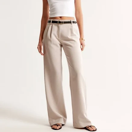 Abercrombie & Fitch Women's Sloane Low Rise Tailored Wide Leg Pants