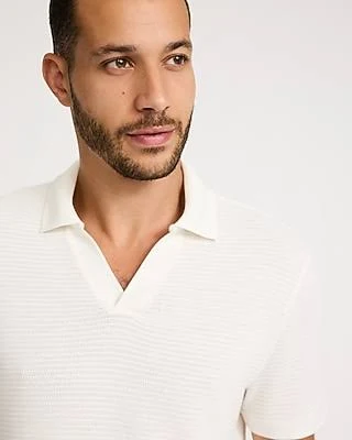 Express Men's Classic Fit Textured Knit Johnny Collar Polo