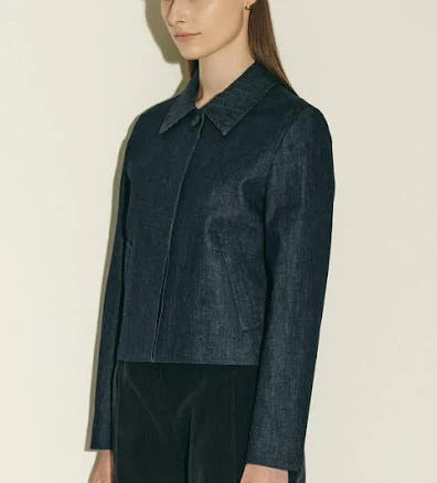 Jun by Jun K. Denim Single Crop Blazer